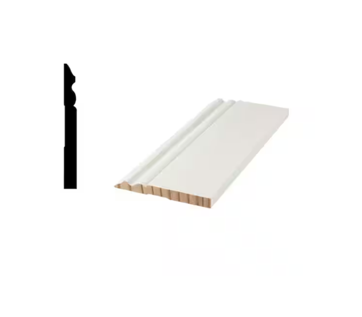 Woodgrain Millwork WG 5180 - 9/16 in. x 5-1/4 in. Primed Finger-Jointed Base Molding