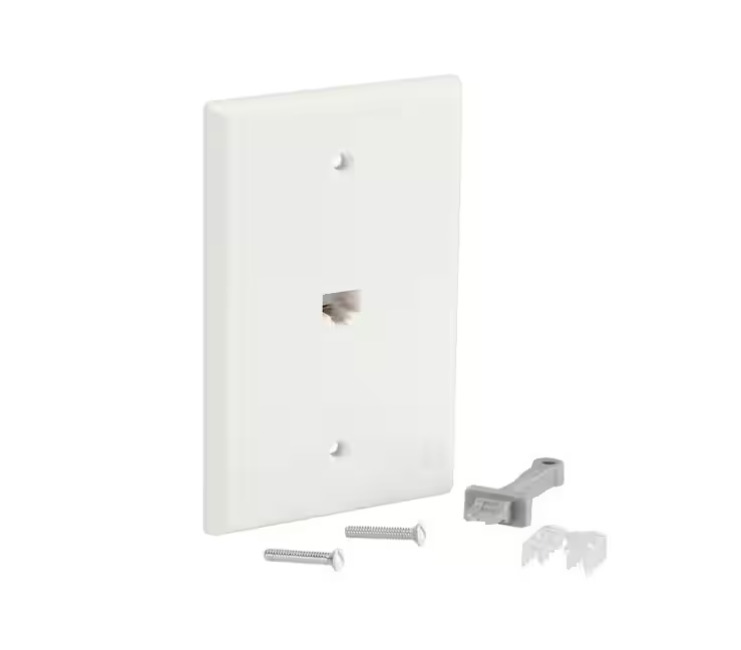 Commercial Electric 1-Gang Ethernet Midsize/Midway Nylon Wall Plate, White