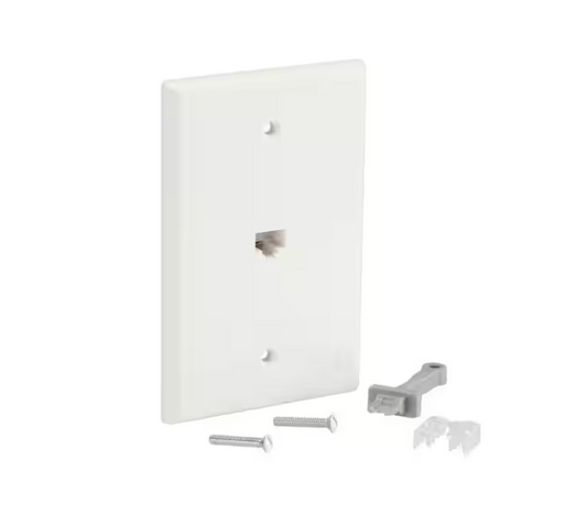 Commercial Electric 1-Gang Ethernet Midsize/Midway Nylon Wall Plate, White