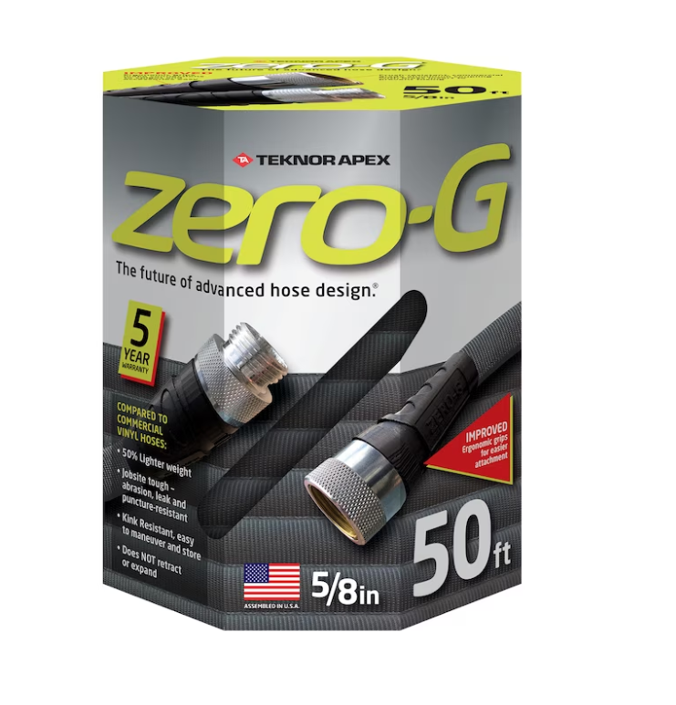 Zero-G Teknor Apex 5/8-in x 50-ft Premium -Duty Kink Free Woven Gray Hose