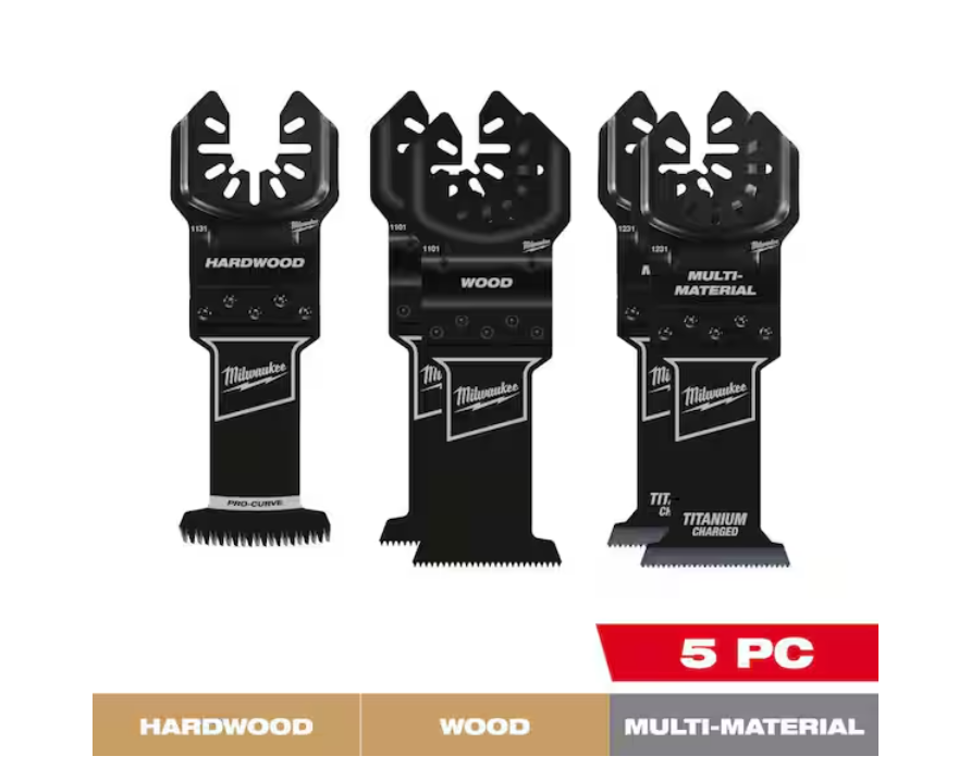Milwaukee OPEN-LOK Variety Oscillating Blade Set w/ Japanese Hardwood Blade (5-Piece)