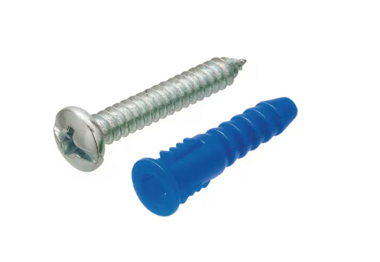 Everbilt #10-12 x 1-1/4 in. Blue Plastic Ribbed Anchor with Screw (75-Pack)