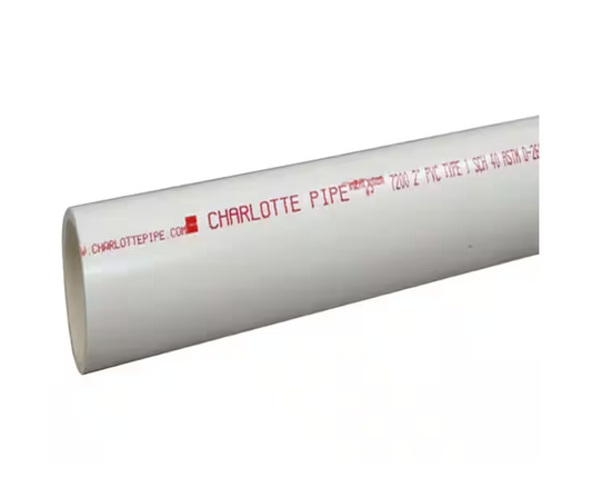 Charlotte Pipe 2 in. x 10 ft. White Schedule 40 PVC Pipe Solid Core