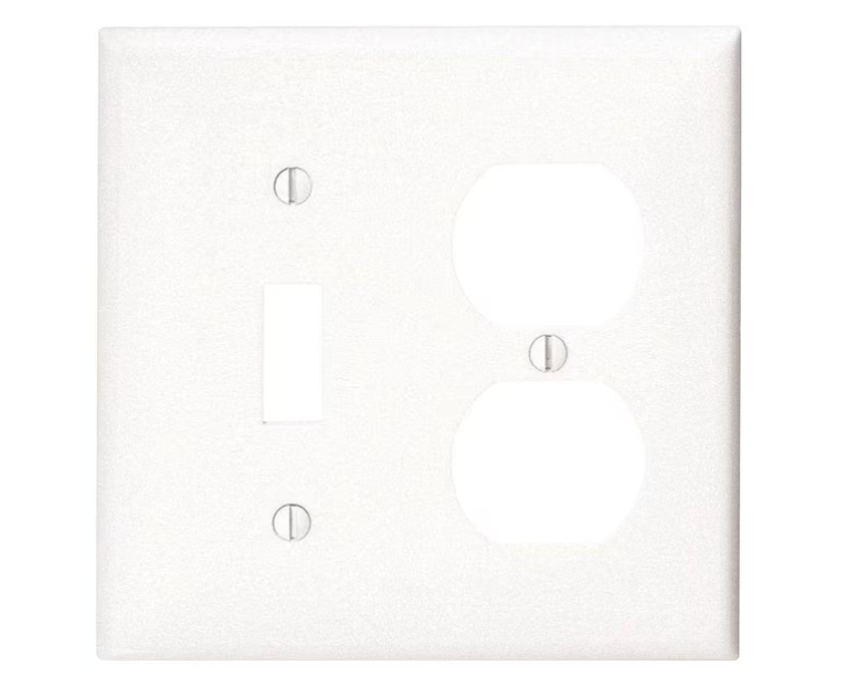 Leviton 2-Gang White 1-Toggle / 1-Duplex Outlet/Receptacle Plastic Standard Wall Plate (1-Pack) 88005-W