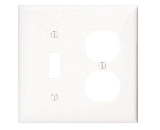 Leviton 2-Gang White 1-Toggle / 1-Duplex Outlet/Receptacle Plastic Standard Wall Plate (1-Pack) 88005-W