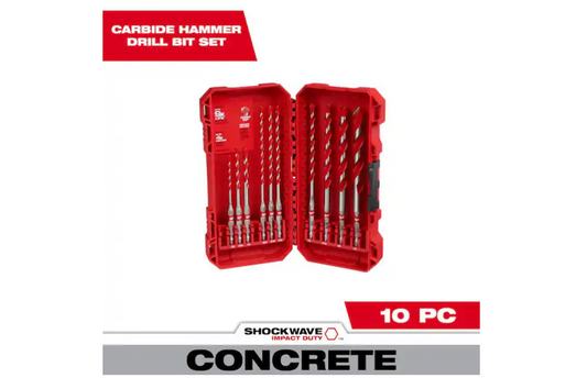 Milwaukee SHOCKWAVE Carbide Hammer Drill Bit Set. (10-Piece)