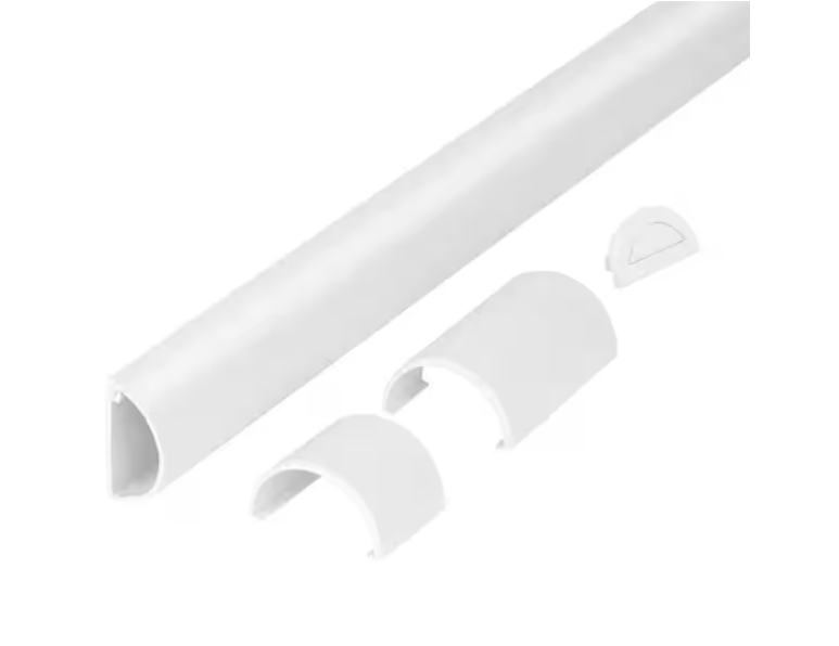 Commercial Electric 5 ft. 1/2 Round Baseboard Cord Channel, White
