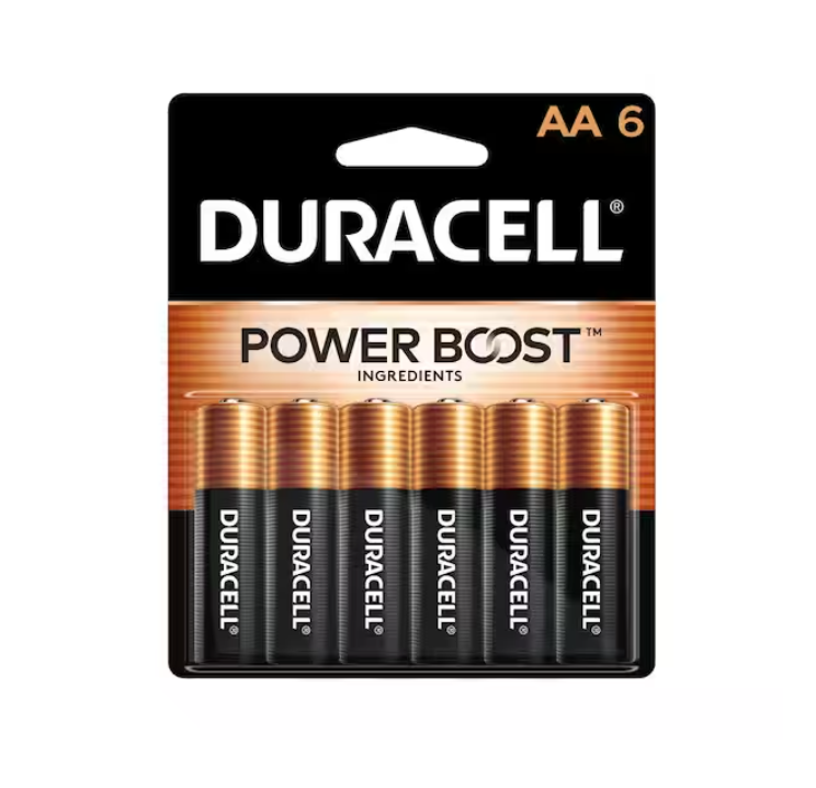 Duracell Coppertop Power Boost AA Alkaline Batteries for Household Devices (6-Pack), Double A Batteries