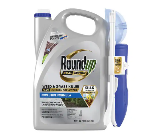 Roundup 1 Gal. Dual Action Weed and Grass Killer Plus 4-Month Preventer with Sure Shot Wand