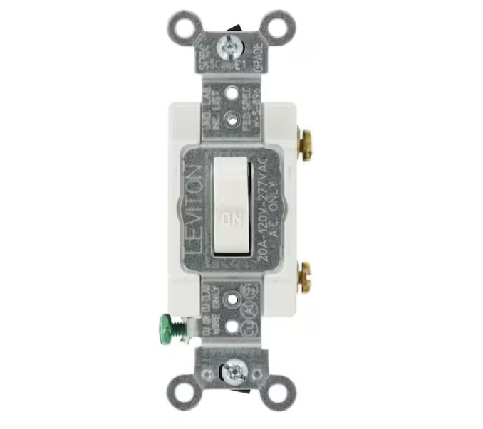 Leviton 20 Amp Single-Pole AC Quiet Toggle Switch, White CSB1-2WS