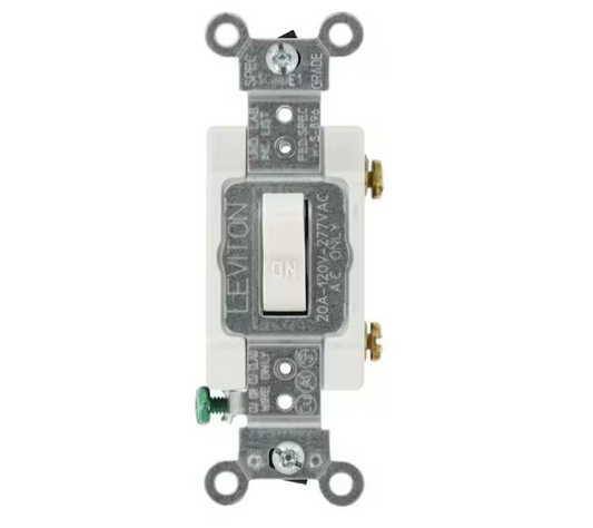 Leviton 20 Amp Single-Pole AC Quiet Toggle Switch, White CSB1-2WS