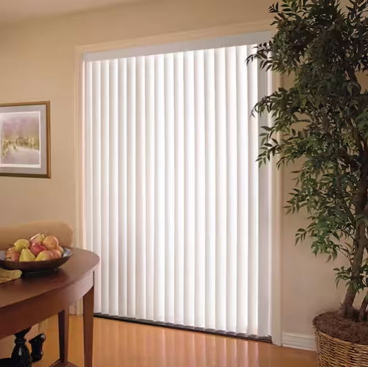 White Cordless Light Filtering 3.5 in. Vertical Blind Kit for Sliding Door or Window - 78 in. W x 84 in. L