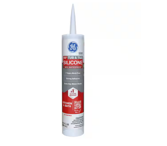 GE Tub and Tile Silicone 1 Caulk 10.1 oz Kitchen and Bath Sealant Clear