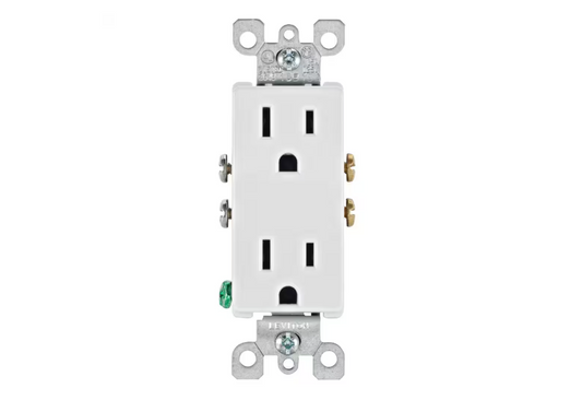 Leviton Decora 15 Amp 125 V Duplex Outlet/Receptacle, White (1-Pack) 5325-WS