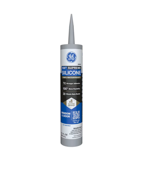 GE Supreme Silicone 10.1-oz Window and Door Gray Silicone Caulk