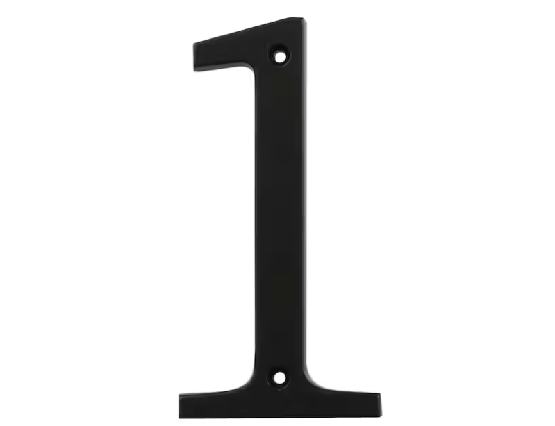 Everbilt 4 in. Black Flush Mount Metal House Number 1