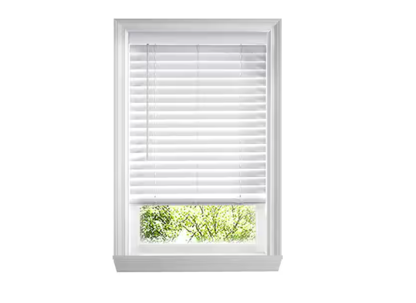Home Decorators Collection White Cordless Faux Wood Blinds for Windows with 2 in. Slats - 23 in. W x 48 in. L (Actual Size 22.5 in. W x 48 in. L)