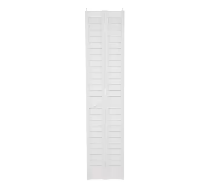 Home Fashion Technologies 18 in. x 80 in. Louver/Louver Hollow Core White Vinyl Composite Interior Bi-Fold Door