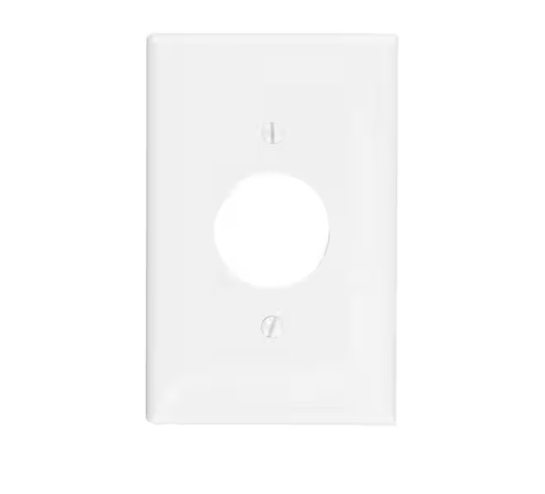 Leviton 1-Gang White 1.406 in. Hole Single Outlet/Receptacle Nylon Midway/Midsize Wall Plate (1-Pack) PJ7-W