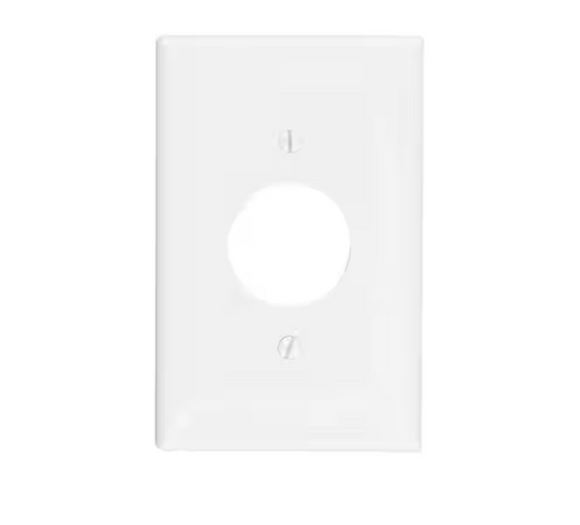 Leviton 1-Gang White 1.406 in. Hole Single Outlet/Receptacle Nylon Midway/Midsize Wall Plate (1-Pack) PJ7-W