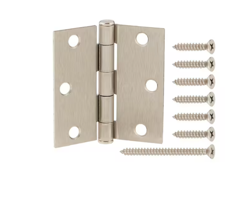 Everbilt 3 in. Square Radius Satin Nickel Squeak-Free Door Hinge