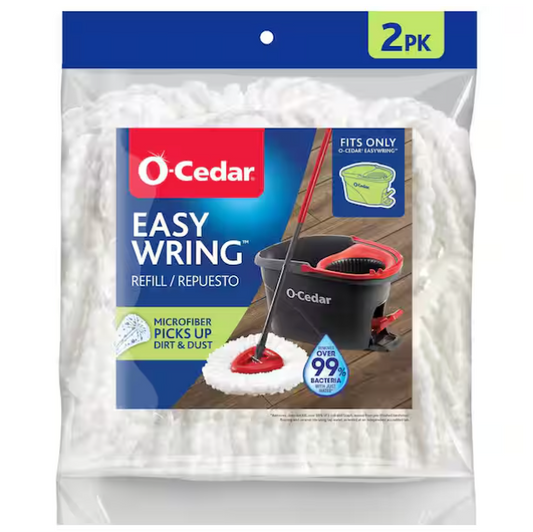 O-Cedar EasyWring Spin Mop Head Replacements, Machine Washable Microfiber Refills (2-Pack)