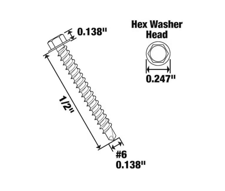 Everbilt #6 x 1/2 in. Zinc Plated Hex Head Sheet Metal Screw (100-Pack)
