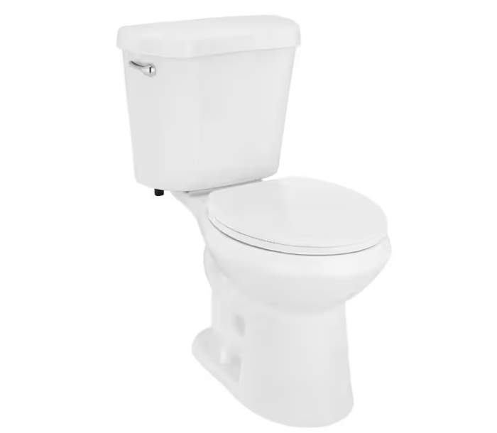 Glacier Bay 12 in. Rough In 2-Piece 1.28 GPF Single Flush Round Toilet in White, Seat Included