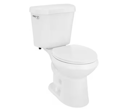 Glacier Bay 12 in. Rough In 2-Piece 1.28 GPF Single Flush Round Toilet in White, Seat Included