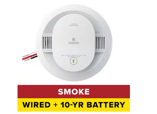 Kidde 10-Year Hardwired Interconnected Smoke Detector with Photoelectric Sensor 21031556