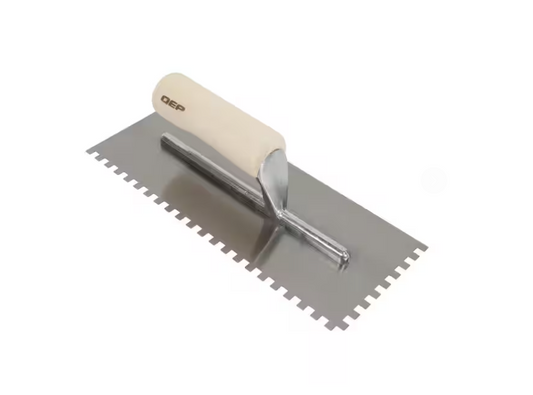 Shop QEP 1/4 in. x 1/4 in. x 1/4 in. Traditional Carbon Steel Square-Notch Flooring Trowel with Wood Handle