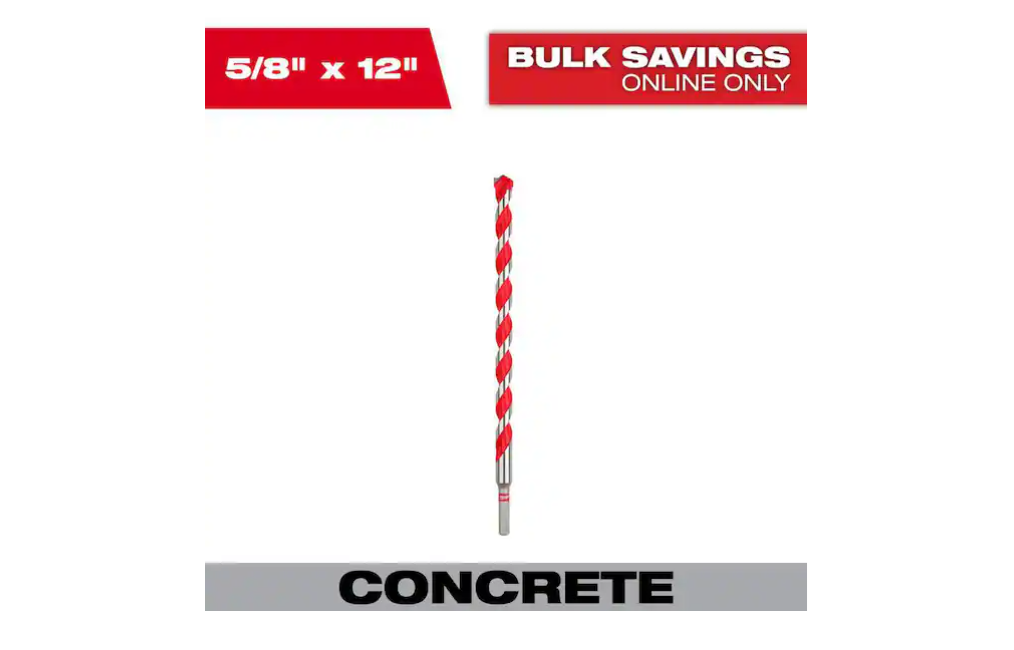Milwaukee 5/8 in. x 10 in. x 12 in. Carbide Hammer Drill Bit