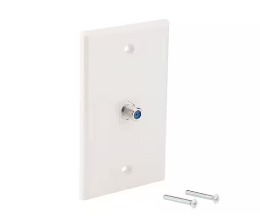 Commercial Electric 1-Gang White Coaxial Plastic Wall Plate