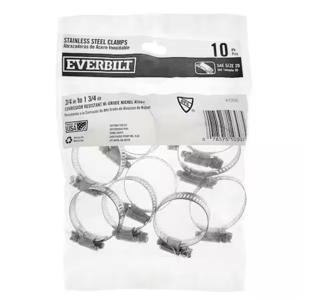 Everbilt 3/4 in.- 1-3/4 in. Stainless Steel Hose Clamp (10-Pack)