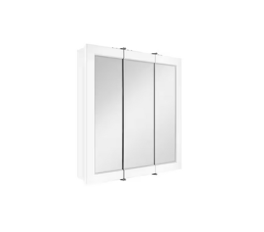 Glacier Bay 24-3/16 in. W x 24 in. H Framed Surface-Mount Tri-View Bathroom Medicine Cabinet with Mirror, White