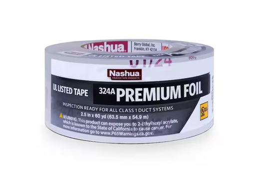 Nashua Tape 2.5 in. x 60 yd. 324A Premium Foil HVAC UL Listed Sealer Duct Tape
