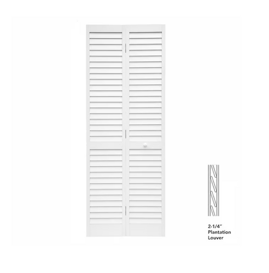 RELIABILT 30-in x 80-in primed Louver Solid core Primed Pine Wood Bifold Closet Door ( Hardware Included )