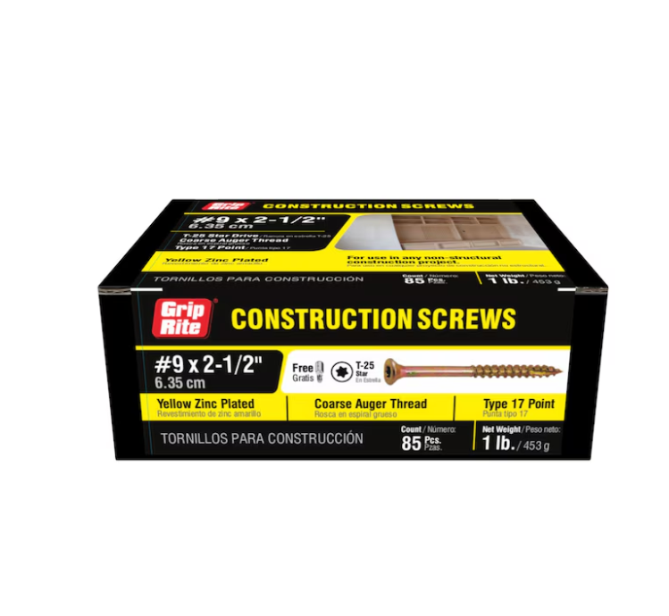 Grip-Rite #9 x 2-1/2-in Yellow zinc Interior Trim screws 85 -Per Box