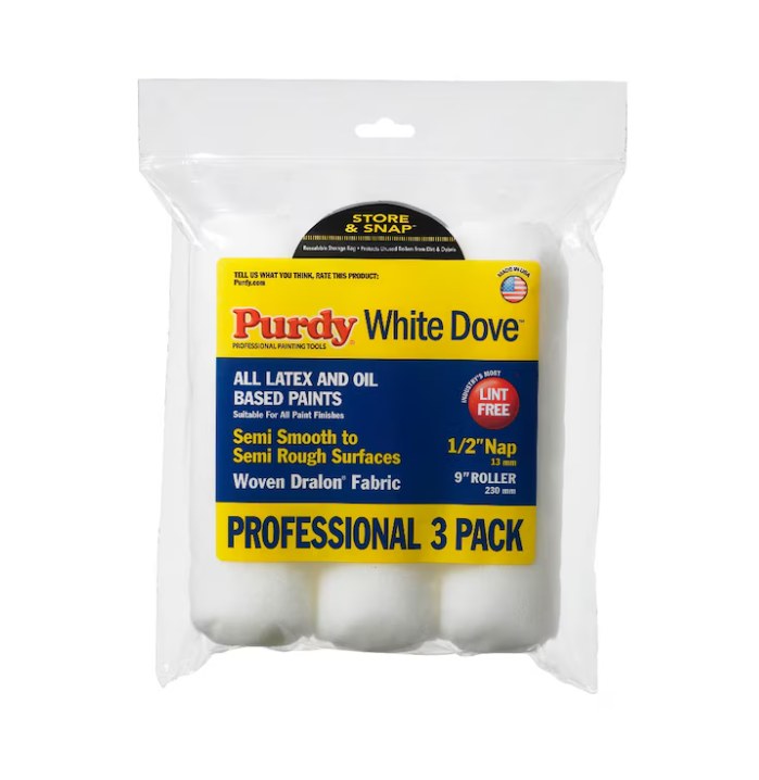 Purdy 3 -Pack 9-in x 1/2-in Nap WhiteDove Standard Woven Paint Roller Cover