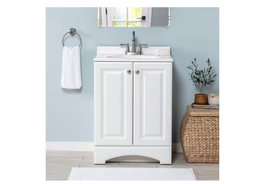 Glacier Bay 25 in. Single Sink White Bath Vanity with Cultured Marble Top (Assembled)