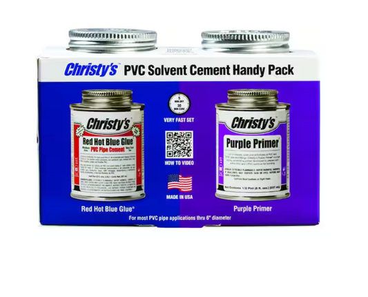 Christy's 8 oz. PVC Red Hot Blue Glue and Purple Primer Handy Pack