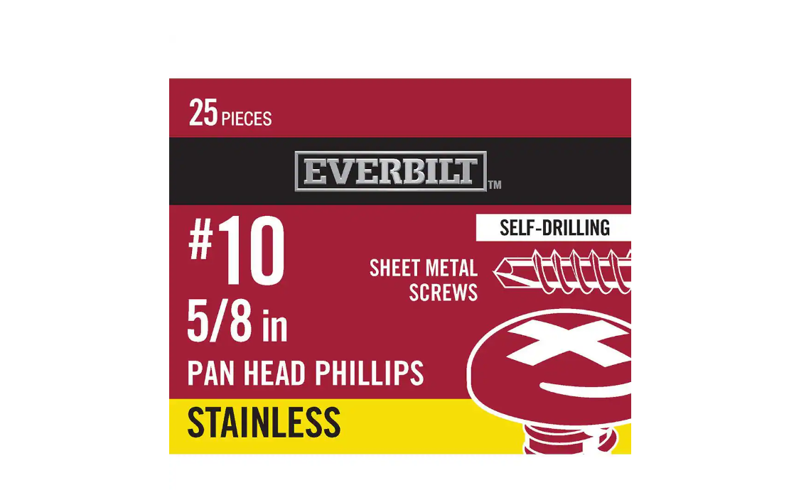 Everbilt #10 x 5/8 in. Phillips Pan Head Stainless Steel Sheet Metal Screw (25-Pack)