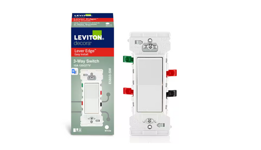 Leviton Decora Lever Edge 15 Amp 120/277 Volt 3-Way Switch, White (1-Pack) E5603-SW
