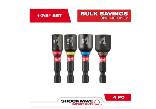 Milwaukee SHOCKWAVE Impact Duty 1-7/8 in. Alloy Steel Magnetic Nut Driver Set (4-Piece)
