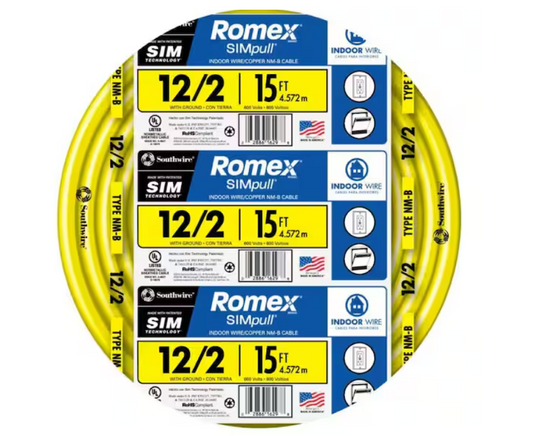 Southwire 15 ft. 12/2 Solid Romex SIMpull CU NM-B W/G Wire