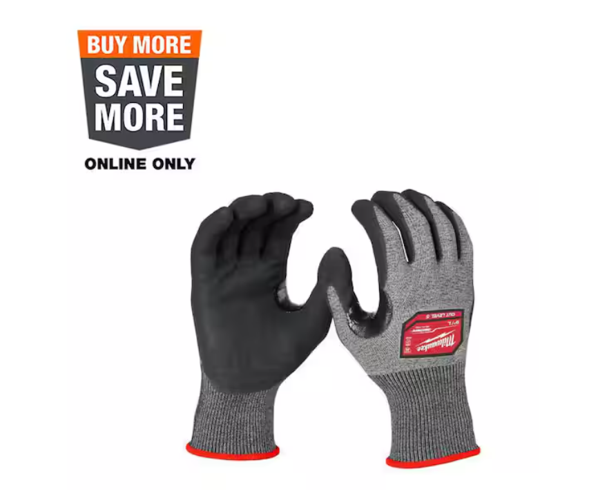 Milwaukee Large High Dexterity Cut 5 Resistant Nitrile Dipped Outdoor & Work Gloves