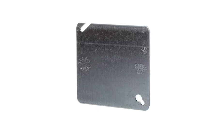 Steel City 4 in. Metallic Blank Square Electrical Box Cover (52C1-50R)