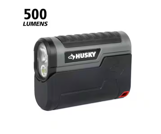 Husky 500-Lumen Compact Rechargeable Flashlight with Holster Base