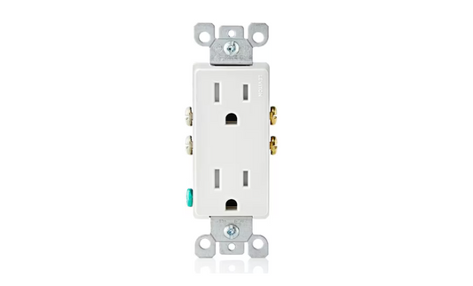 Leviton Decora 15 Amp 125 V Tamper Resistant Duplex Outlet/Receptacle, White (1-Pack) T5325-DW