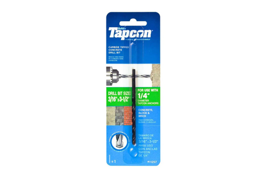 Tapcon 3/16 in. x 3-1/2 in. Steel Carbide Tip Smooth Shank Masonry Drill Bit (1-Piece)